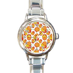 Colorful Stylized Floral Pattern Round Italian Charm Watch by dflcprints