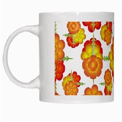 Colorful Stylized Floral Pattern White Mugs by dflcprints