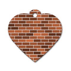 Brick Brown Line Texture Dog Tag Heart (two Sides)