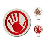 Bloody Handprint Stop Emob Sign Red Circle Playing Cards (Round)  Front