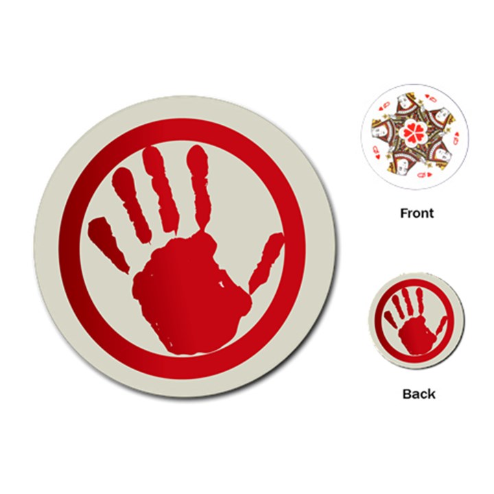 Bloody Handprint Stop Emob Sign Red Circle Playing Cards (Round) 