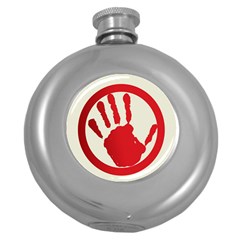 Bloody Handprint Stop Emob Sign Red Circle Round Hip Flask (5 Oz) by Mariart