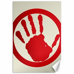 Bloody Handprint Stop Emob Sign Red Circle Canvas 20  X 30   by Mariart