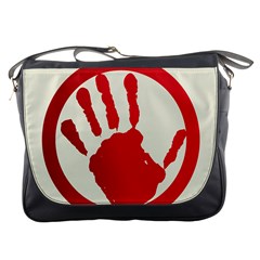 Bloody Handprint Stop Emob Sign Red Circle Messenger Bags by Mariart