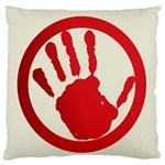 Bloody Handprint Stop Emob Sign Red Circle Large Cushion Case (Two Sides) Back