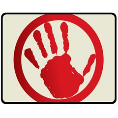 Bloody Handprint Stop Emob Sign Red Circle Double Sided Fleece Blanket (medium)  by Mariart