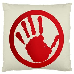 Bloody Handprint Stop Emob Sign Red Circle Large Flano Cushion Case (one Side)