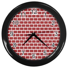 Brick Line Red White Wall Clocks (black)