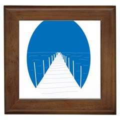 Bridge Sea Beack Blue White Framed Tiles