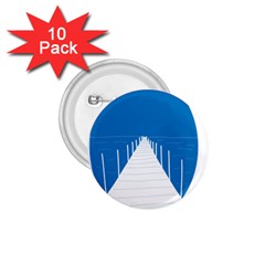 Bridge Sea Beack Blue White 1 75  Buttons (10 Pack)