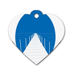 Bridge Sea Beack Blue White Dog Tag Heart (two Sides)