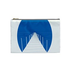 Bridge Sea Beack Blue White Cosmetic Bag (medium) 