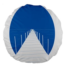 Bridge Sea Beack Blue White Large 18  Premium Round Cushions