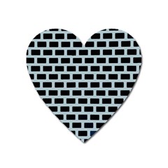 Bricks Black Blue Line Heart Magnet