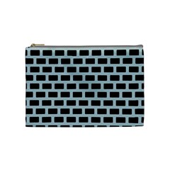 Bricks Black Blue Line Cosmetic Bag (medium)  by Mariart