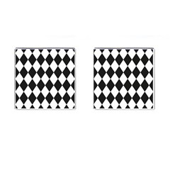 Broken Chevron Wave Black White Cufflinks (square) by Mariart