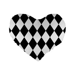 Broken Chevron Wave Black White Standard 16  Premium Heart Shape Cushions by Mariart