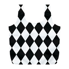 Broken Chevron Wave Black White Full Print Recycle Bags (l)  by Mariart