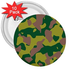 Camouflage Green Yellow Brown 3  Buttons (10 Pack)  by Mariart