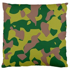 Camouflage Green Yellow Brown Large Cushion Case (one Side)