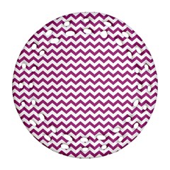 Chevron Wave Purple White Ornament (round Filigree)