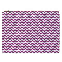 Chevron Wave Purple White Cosmetic Bag (xxl) 