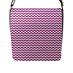 Chevron Wave Purple White Flap Messenger Bag (l)  by Mariart