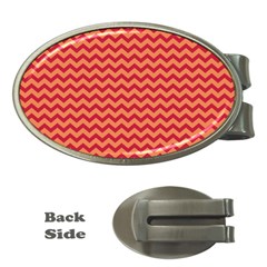 Chevron Wave Red Orange Money Clips (oval) 