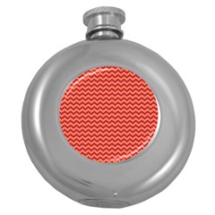 Chevron Wave Red Orange Round Hip Flask (5 Oz)