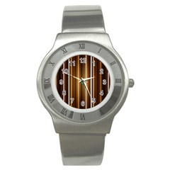 Brown Line Image Picture Stainless Steel Watch