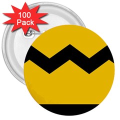 Chevron Wave Yellow Black Line 3  Buttons (100 Pack) 