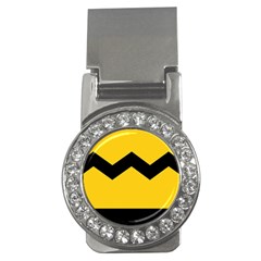 Chevron Wave Yellow Black Line Money Clips (cz)  by Mariart