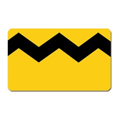 Chevron Wave Yellow Black Line Magnet (rectangular) by Mariart