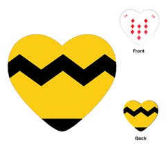 Chevron Wave Yellow Black Line Playing Cards (heart)  by Mariart