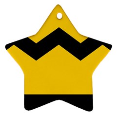 Chevron Wave Yellow Black Line Star Ornament (two Sides)