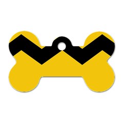 Chevron Wave Yellow Black Line Dog Tag Bone (one Side)