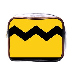 Chevron Wave Yellow Black Line Mini Toiletries Bags by Mariart