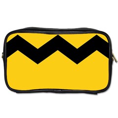 Chevron Wave Yellow Black Line Toiletries Bags