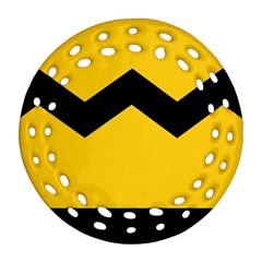 Chevron Wave Yellow Black Line Ornament (round Filigree)