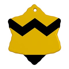 Chevron Wave Yellow Black Line Ornament (snowflake) by Mariart