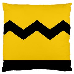 Chevron Wave Yellow Black Line Large Flano Cushion Case (one Side)