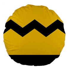 Chevron Wave Yellow Black Line Large 18  Premium Flano Round Cushions