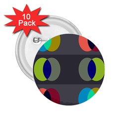 Circles Line Color Rainbow Green Orange Red Blue 2 25  Buttons (10 Pack) 