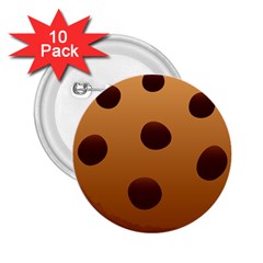 Cookie Chocolate Biscuit Brown 2 25  Buttons (10 Pack) 