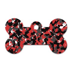 Bloodshot Camo Red Urban Initial Camouflage Dog Tag Bone (one Side)