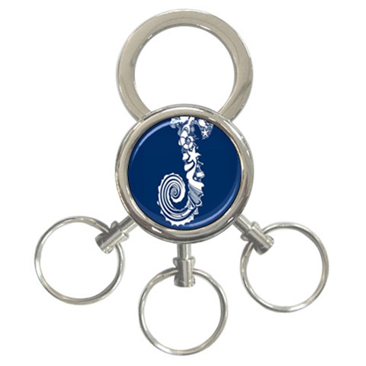 Coral Life Sea Water Blue Fish Star 3-Ring Key Chains