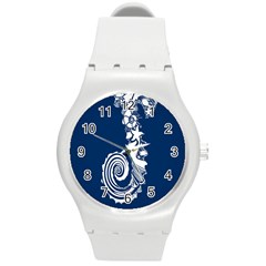 Coral Life Sea Water Blue Fish Star Round Plastic Sport Watch (m) by Mariart