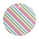 Diagonal Stripes Color Rainbow Pink Green Red Blue Ornament (Round) Front