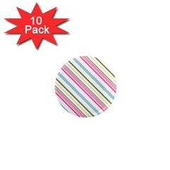 Diagonal Stripes Color Rainbow Pink Green Red Blue 1  Mini Magnet (10 Pack)  by Mariart