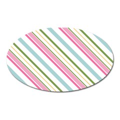 Diagonal Stripes Color Rainbow Pink Green Red Blue Oval Magnet